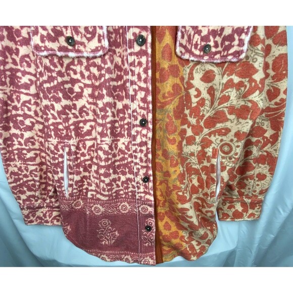 Free People Printed Ruby Jacket Womens XL Pink Combo Fleece Oversized Button - Picture 6 of 16